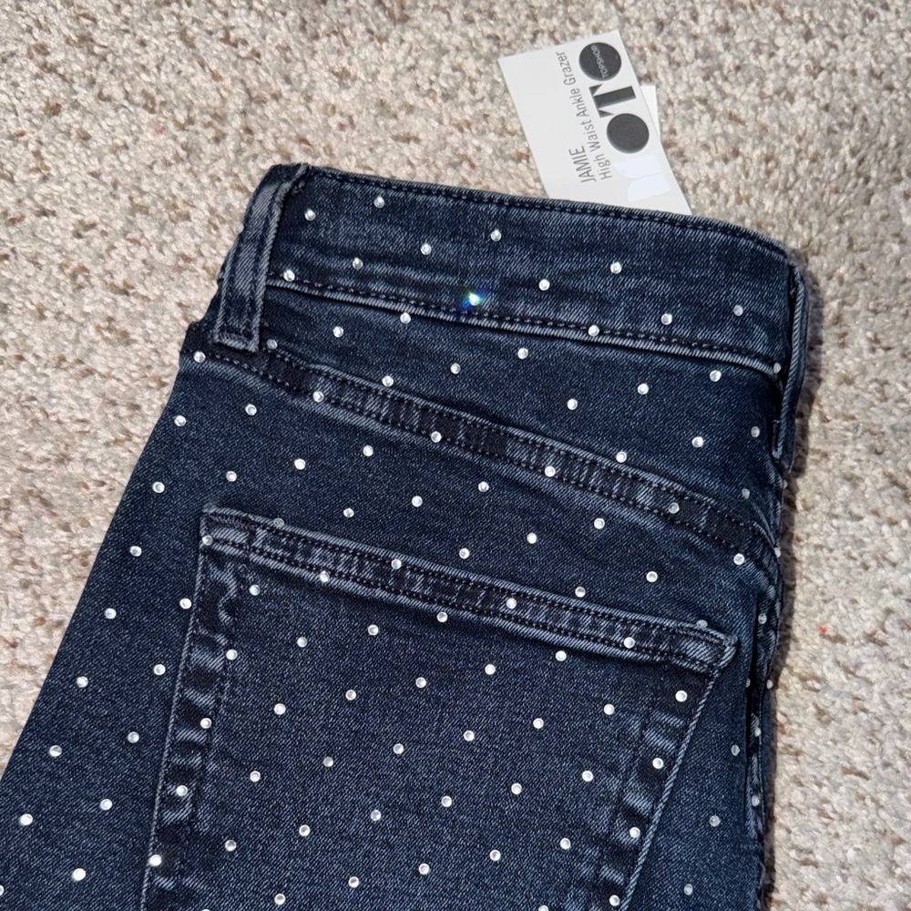 Topshop Dark Blue Rhinestone Skinny Jeans - Picture 5 of 5